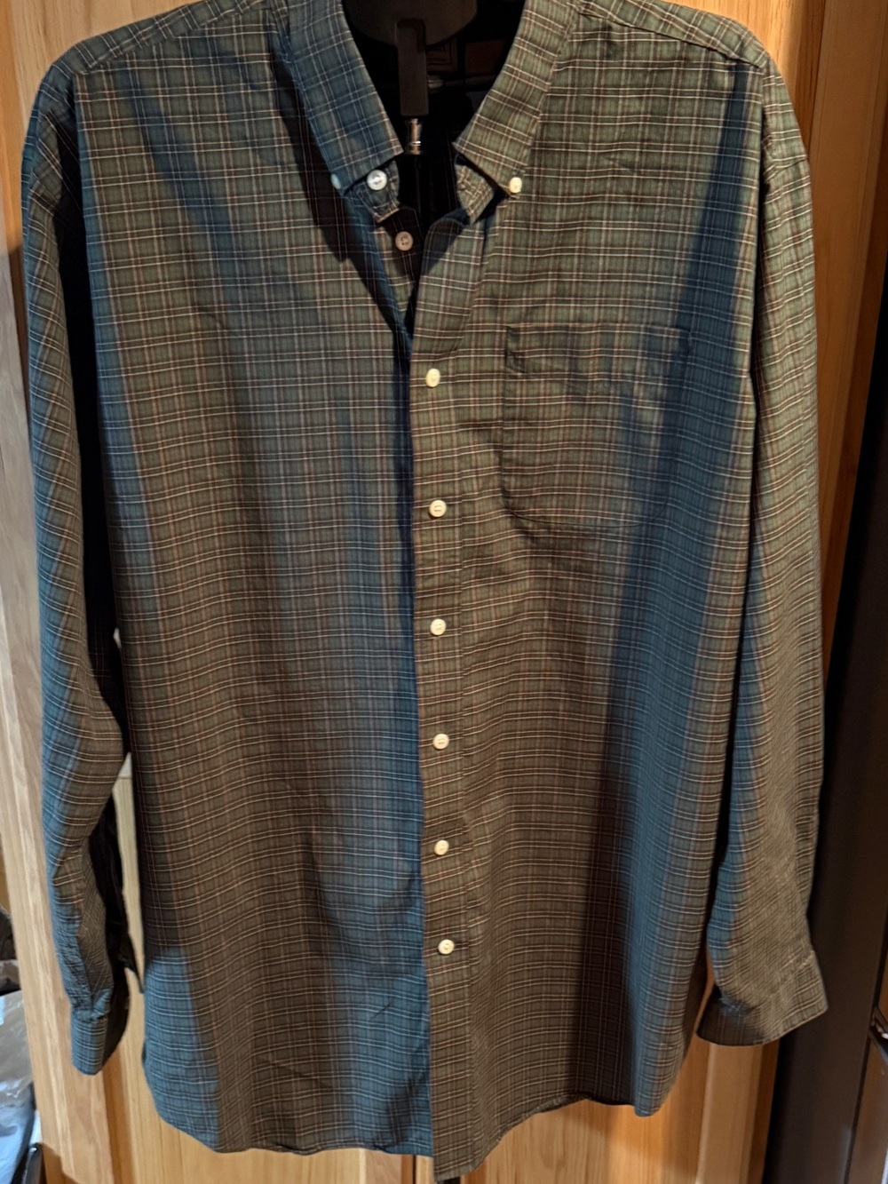 L.L. Bean Green and Blue Plaid Button-Down Shirt